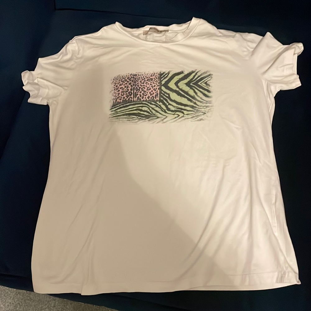 White 2022 Roberto Cavalli T-shirt w/ leopard/zebra flag, XL
